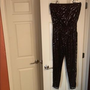 Bebe strapless sequin jumpsuit